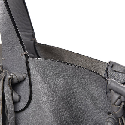 Valentino Garavani Grained Calfskin C-Rockee Fringe Tote Grey 13 of 15