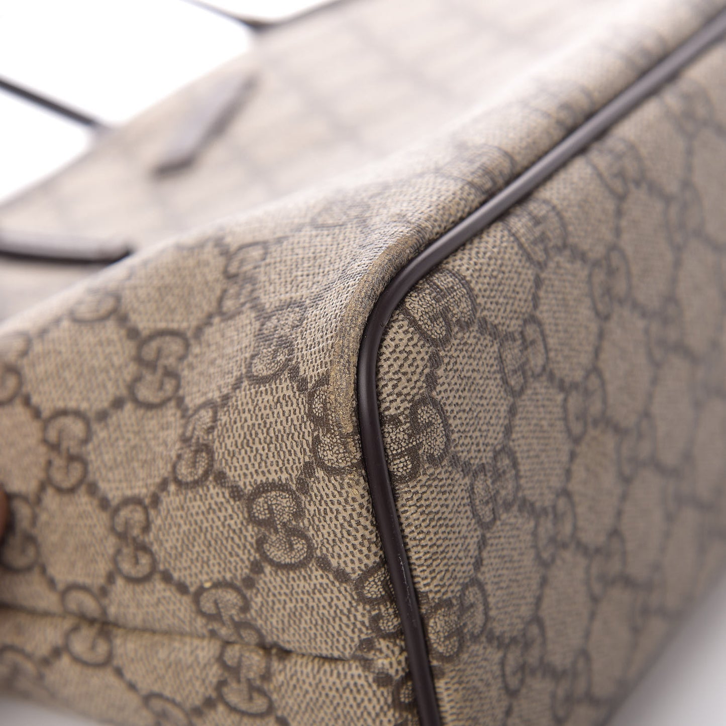 GG Supreme Monogram Medium Zippered Tote Dark Brown