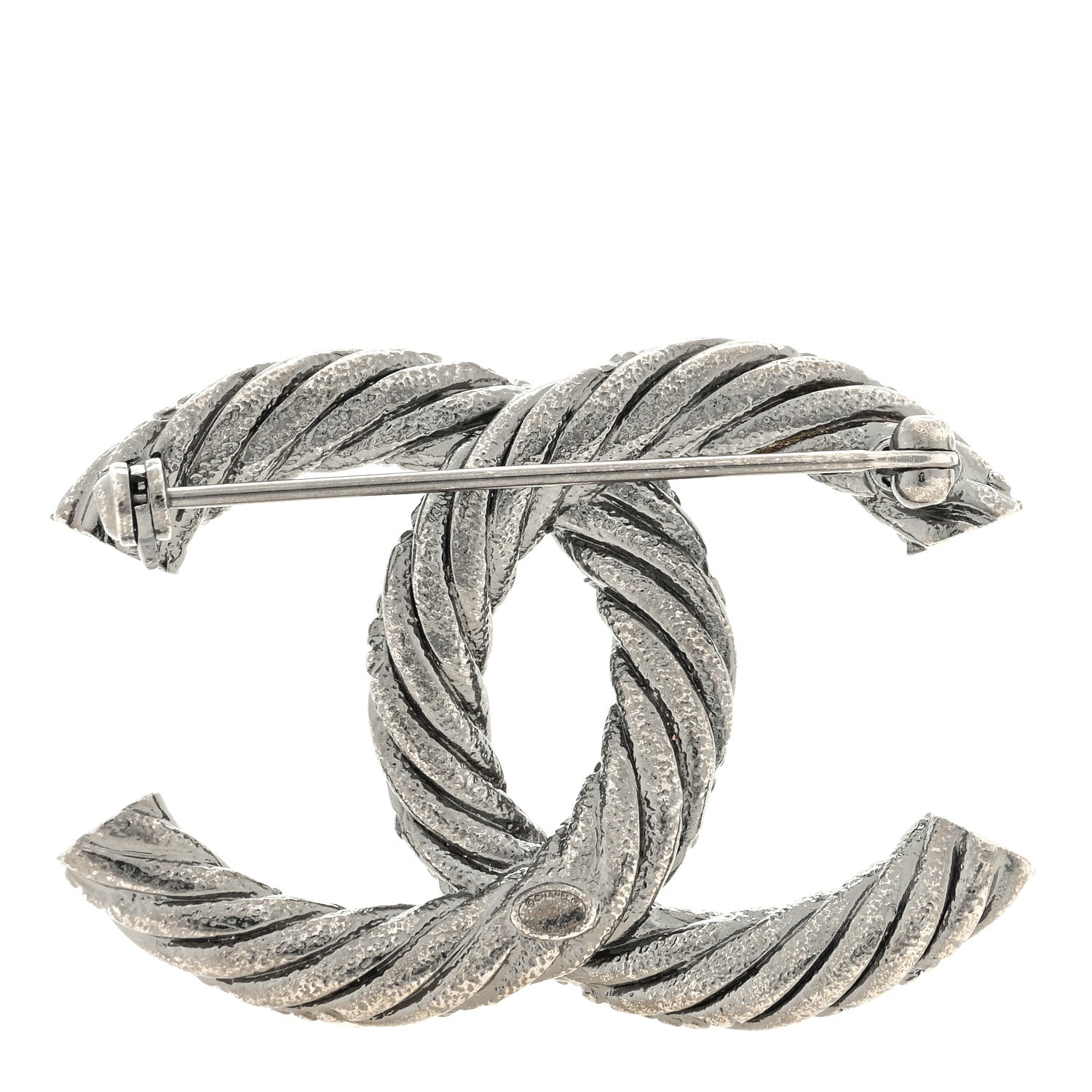 Chanel Crystal Twisted CC Brooch Silver 2 of 3