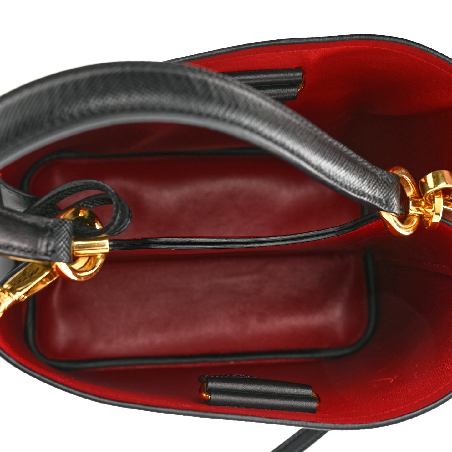 Saffiano Cuir Medium Panier Bucket Bag Black Fuoco