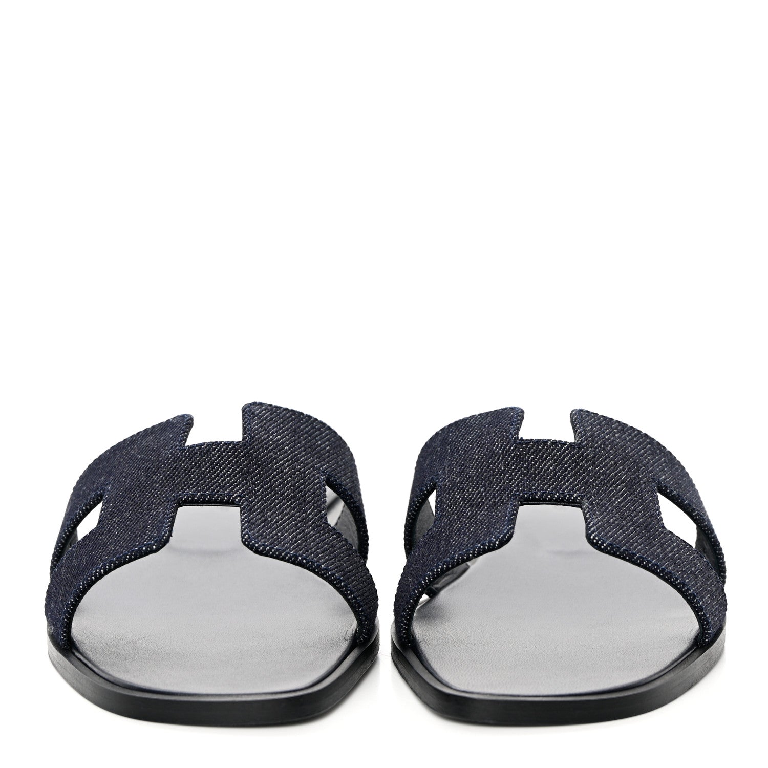 Hermes Denim Canvas Oran Sandals 37.5 Bleu Brut 2 of 11