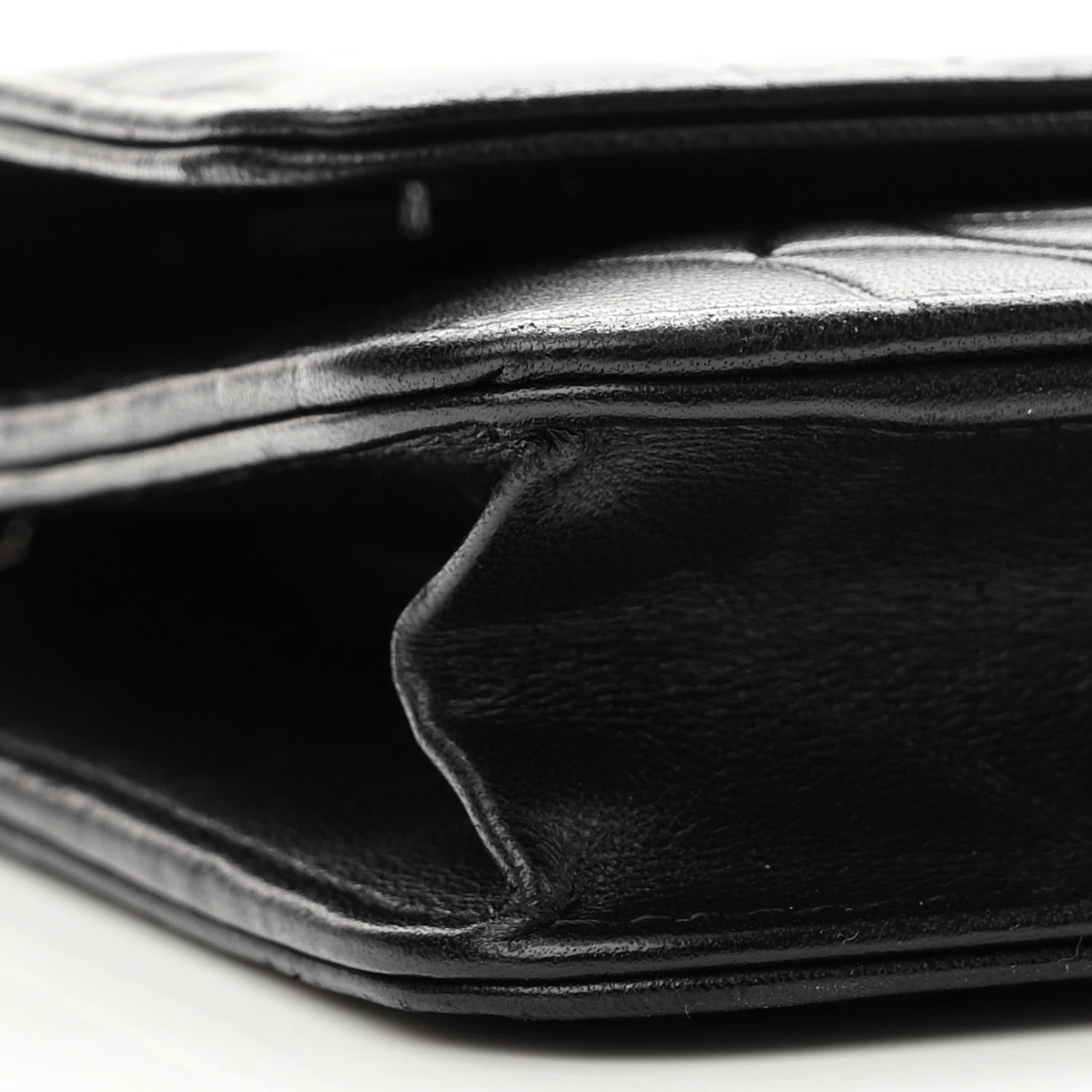 Chanel Lambskin Camellia Embossed Wallet on Chain WOC Black 10 of 12