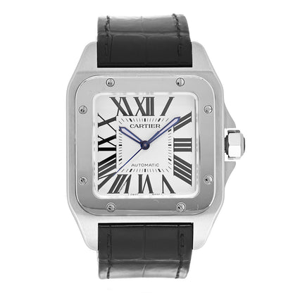 Cartier Stainless Steel Alligator 38mm Santos 100 Automatic Watch 1 of 5