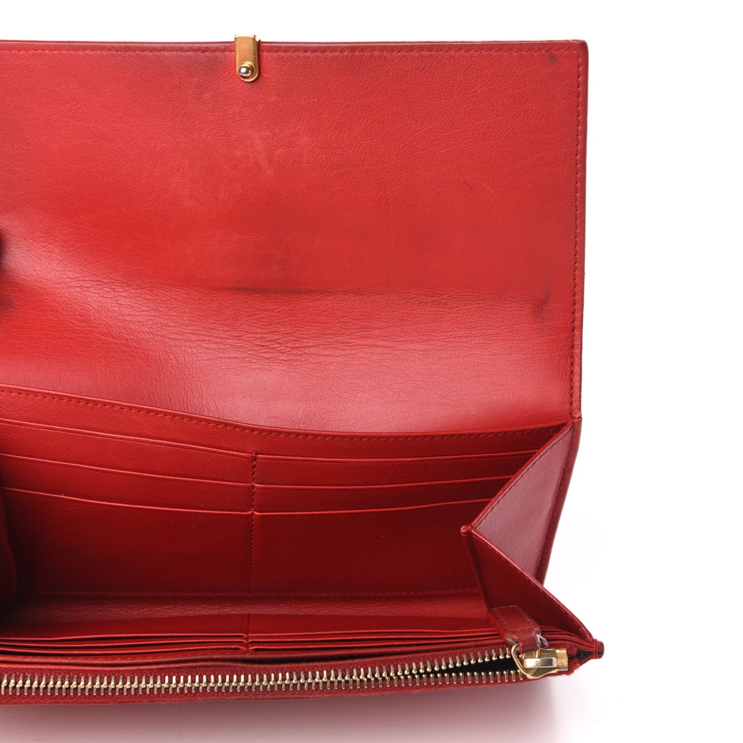 Saint Laurent Calfskin Classic Y Ligne Clutch Red 5 of 6