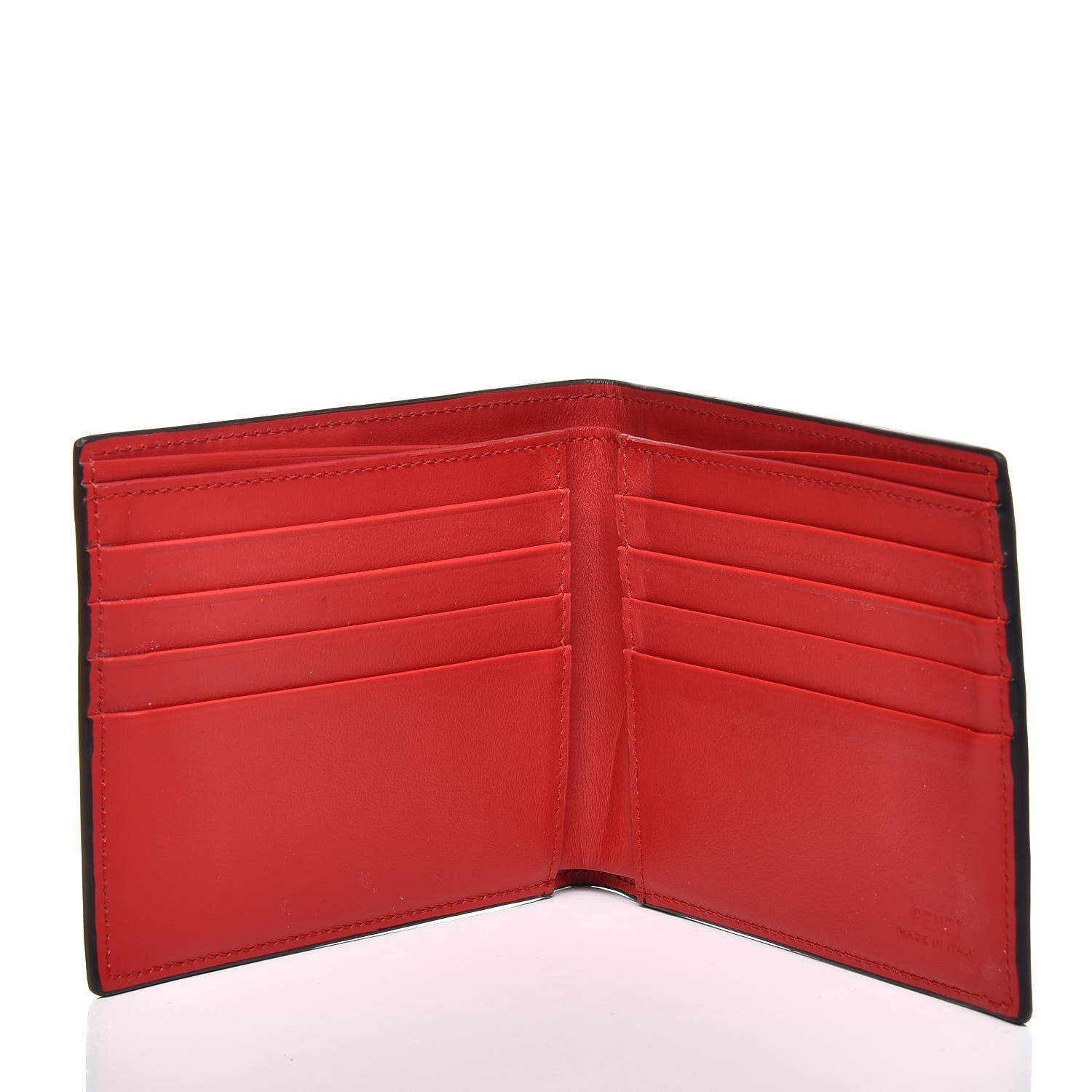 Fendi Vitello Century Monster Eyes Inlay Bi-Fold Wallet Black Giallo Rosso 5 of 7