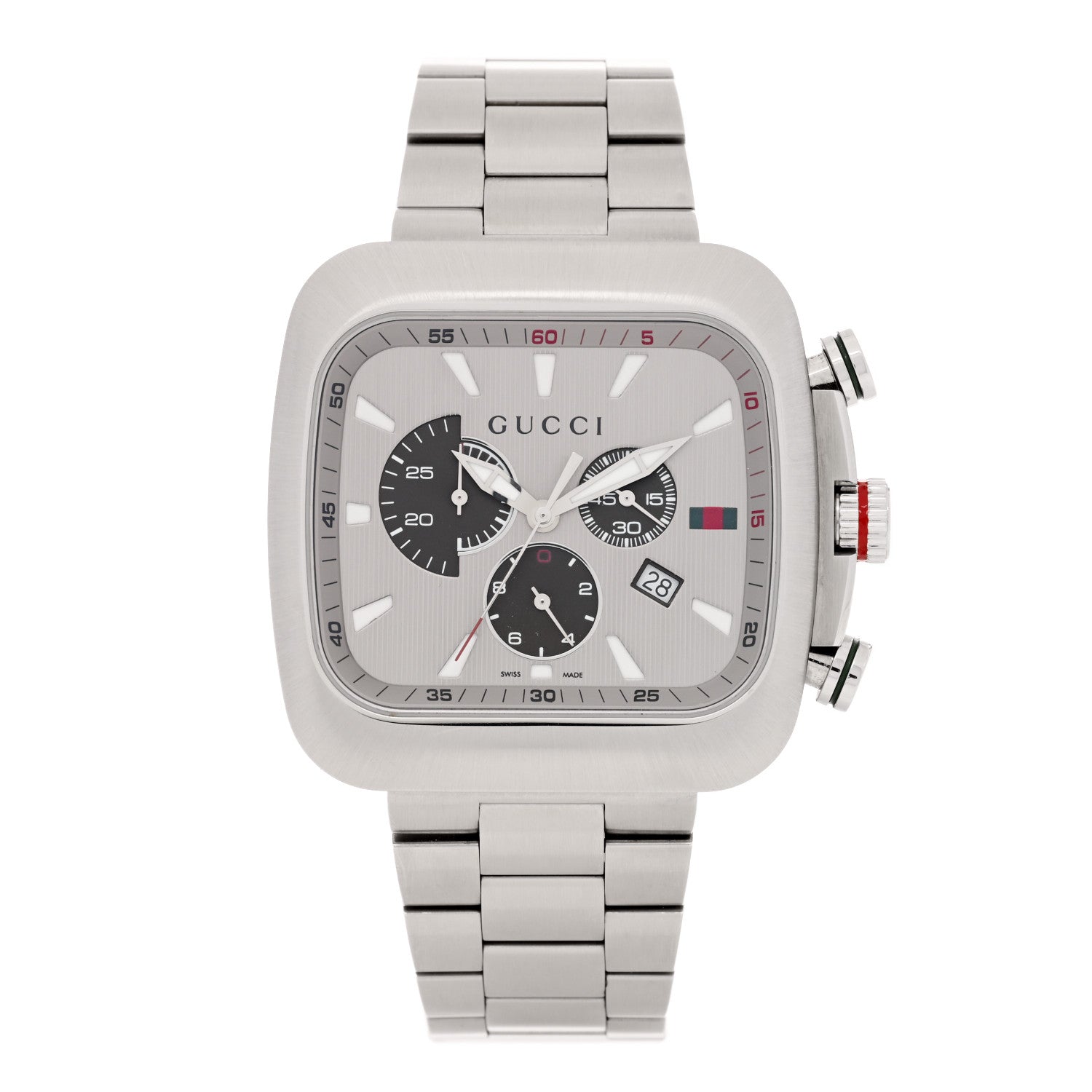 Gucci Stainless Steel 44mm G Coupe Square Chronograph Quartz Watch