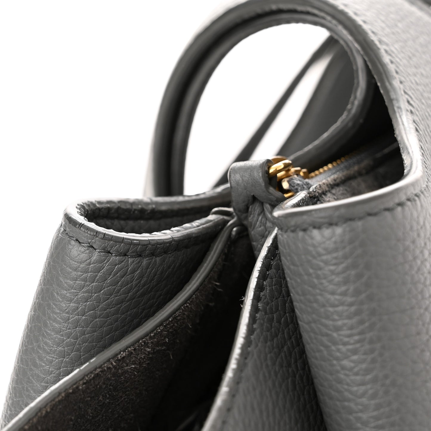 Baby Grained Calfskin Medium Tri-Fold Bag Grey