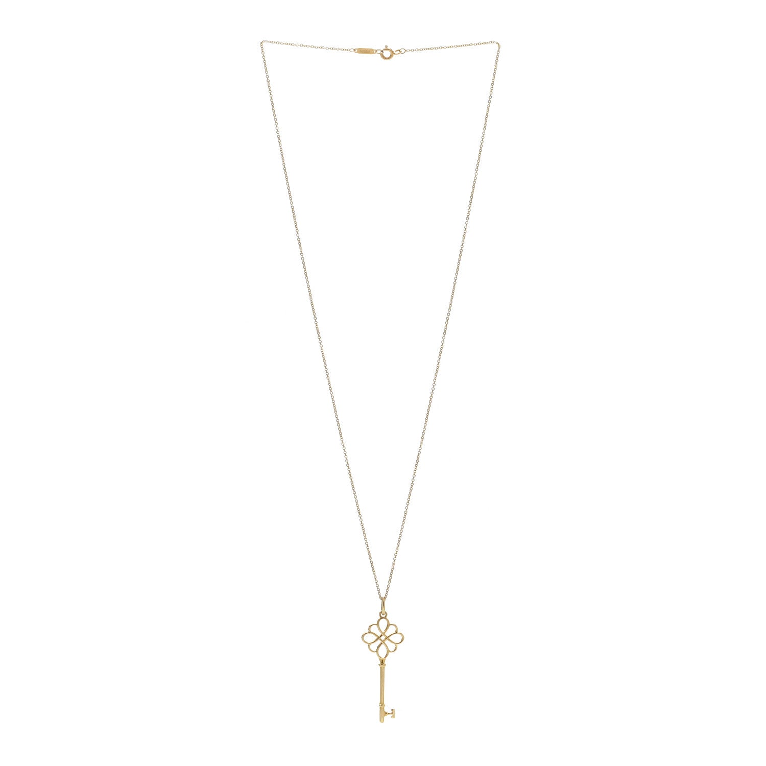 Tiffany 18K Yellow Gold Knot Key Pendant Necklace 3 of 6