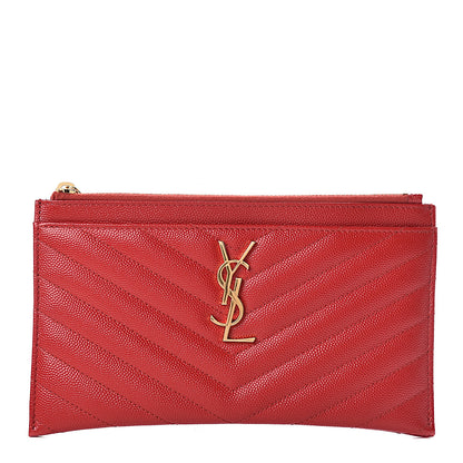 Saint Laurent Grain De Poudre Chevron Monogram Bill Pouch Bandana Red 1 of 10