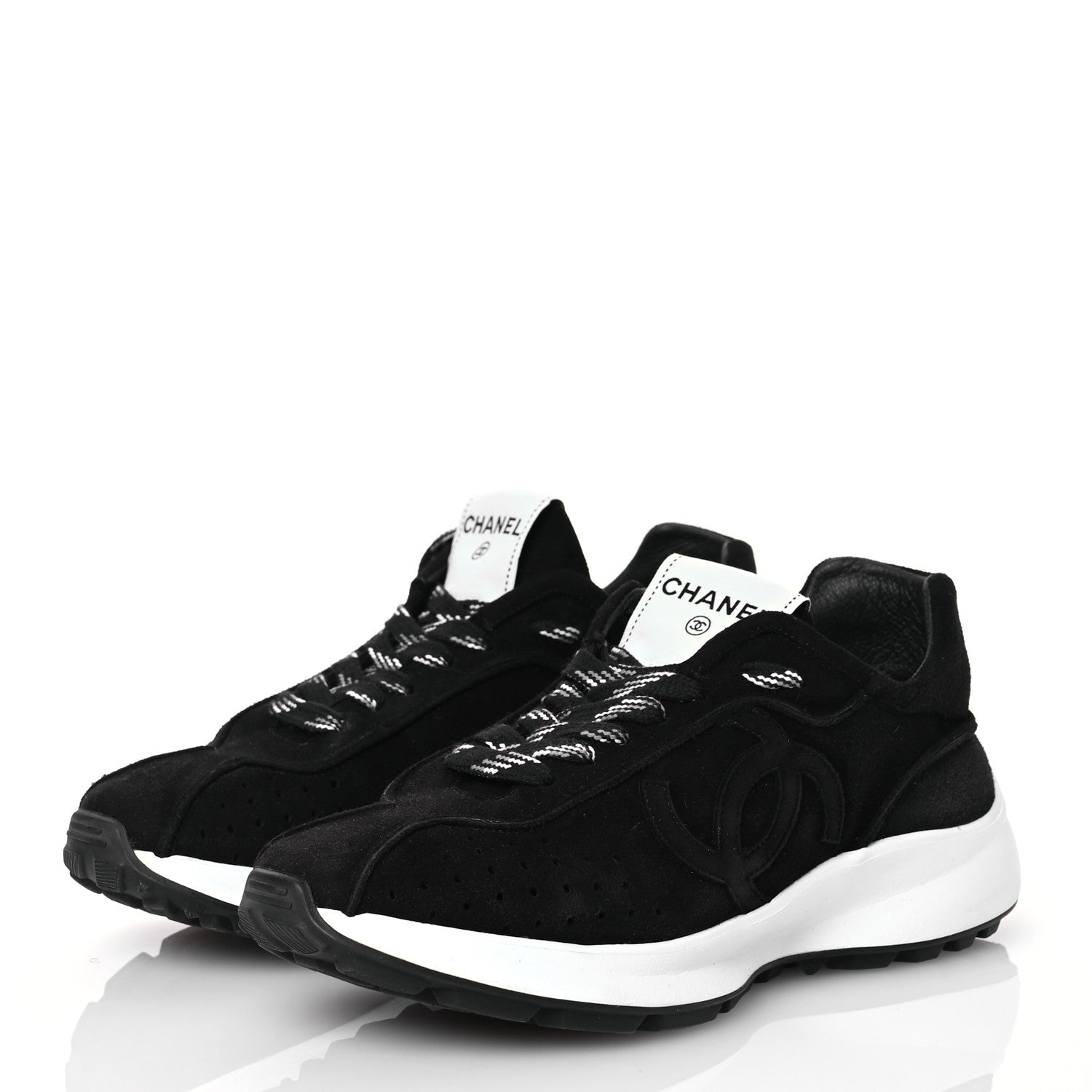 Chanel Suede Goatskin CC Sneakers 37 Black 3 of 13