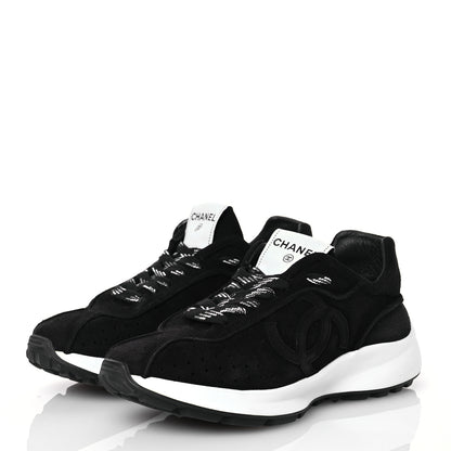 Chanel Suede Goatskin CC Sneakers 37 Black 3 of 13