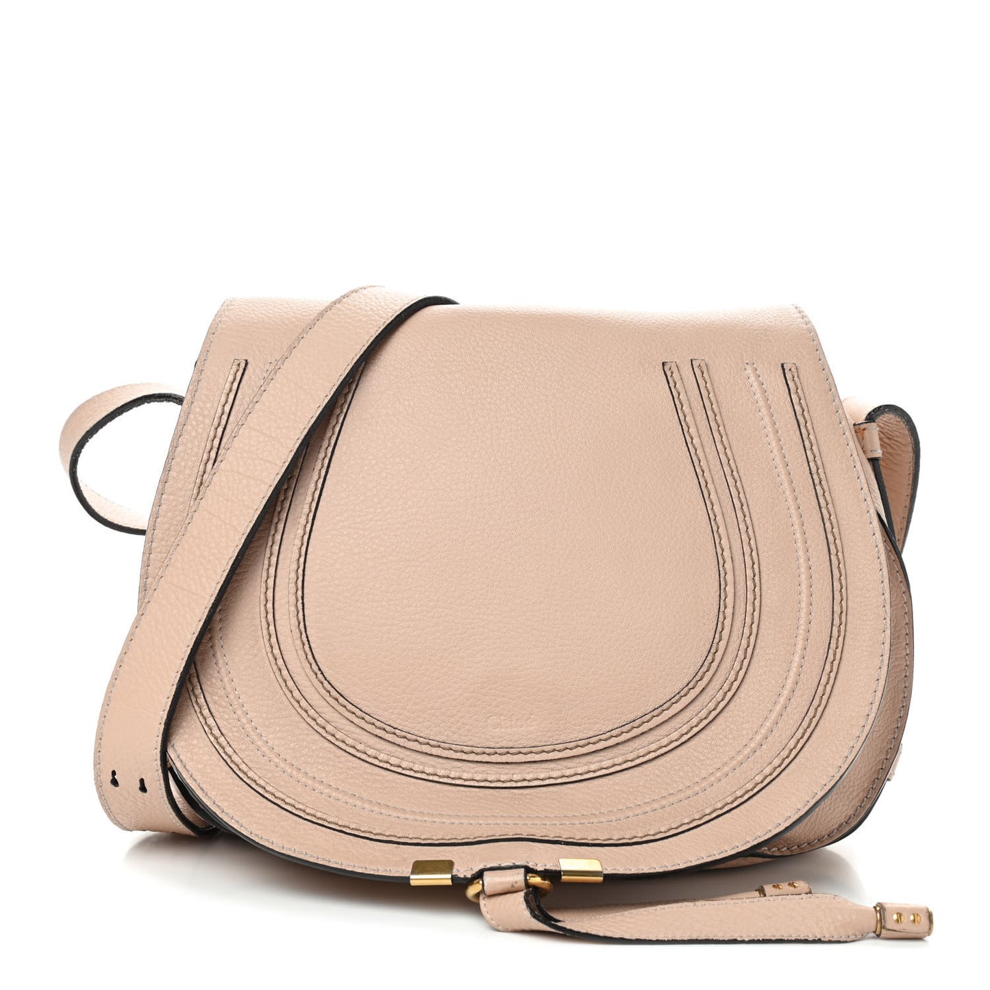 Calfskin Medium Marcie Round Crossbody Bag Blush Nude