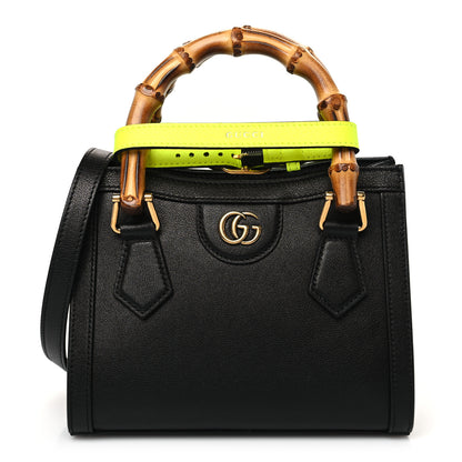 Gucci Wonka Grain Calfskin Mini Diana Tote Bag Black Yellow Fluo 1 of 9