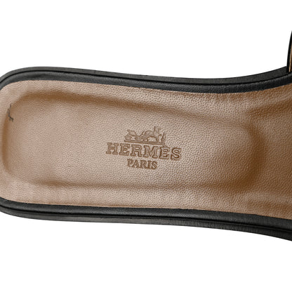 Hermes Box Calfskin Oran Sandals 39 Black 7 of 9