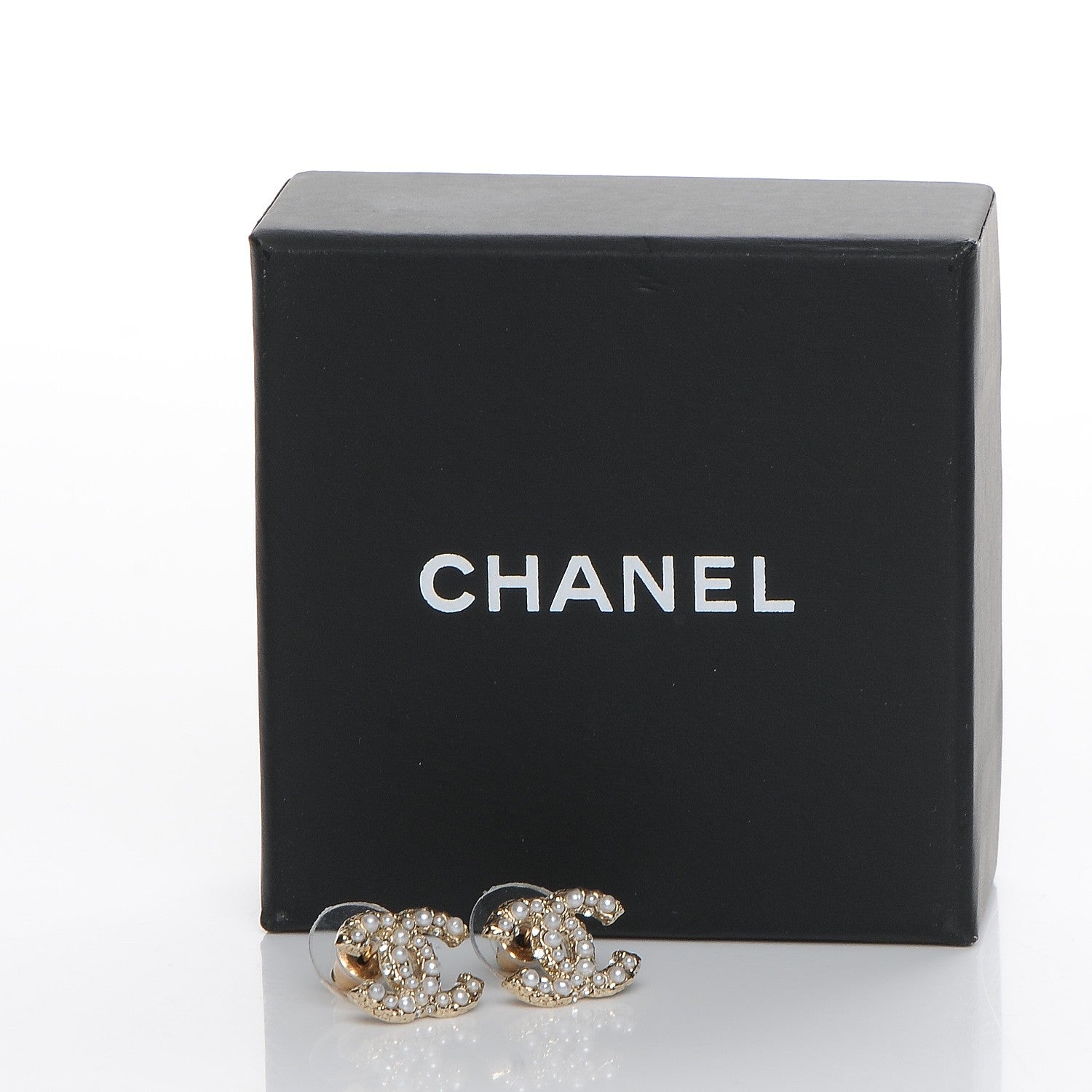 Chanel Crystal Pearl CC Earrings Light Gold 5 of 5