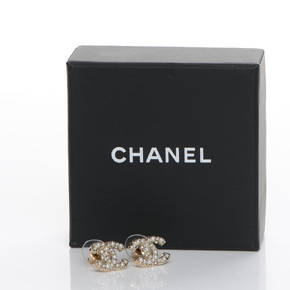 Chanel Crystal Pearl CC Earrings Light Gold 5 of 5