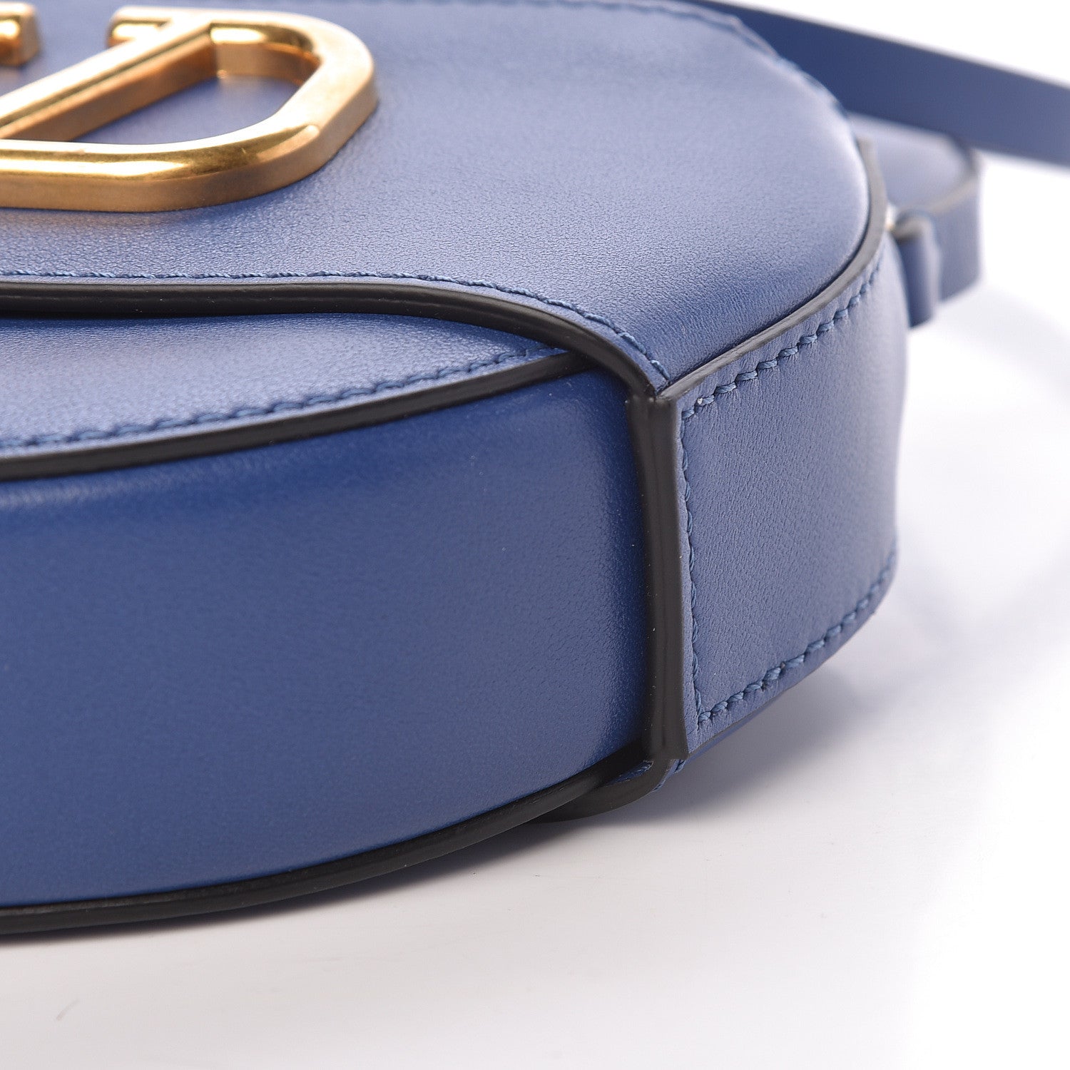 Valentino Garavani Calfskin VLogo Round Crossbody Bag Blue 9 of 10