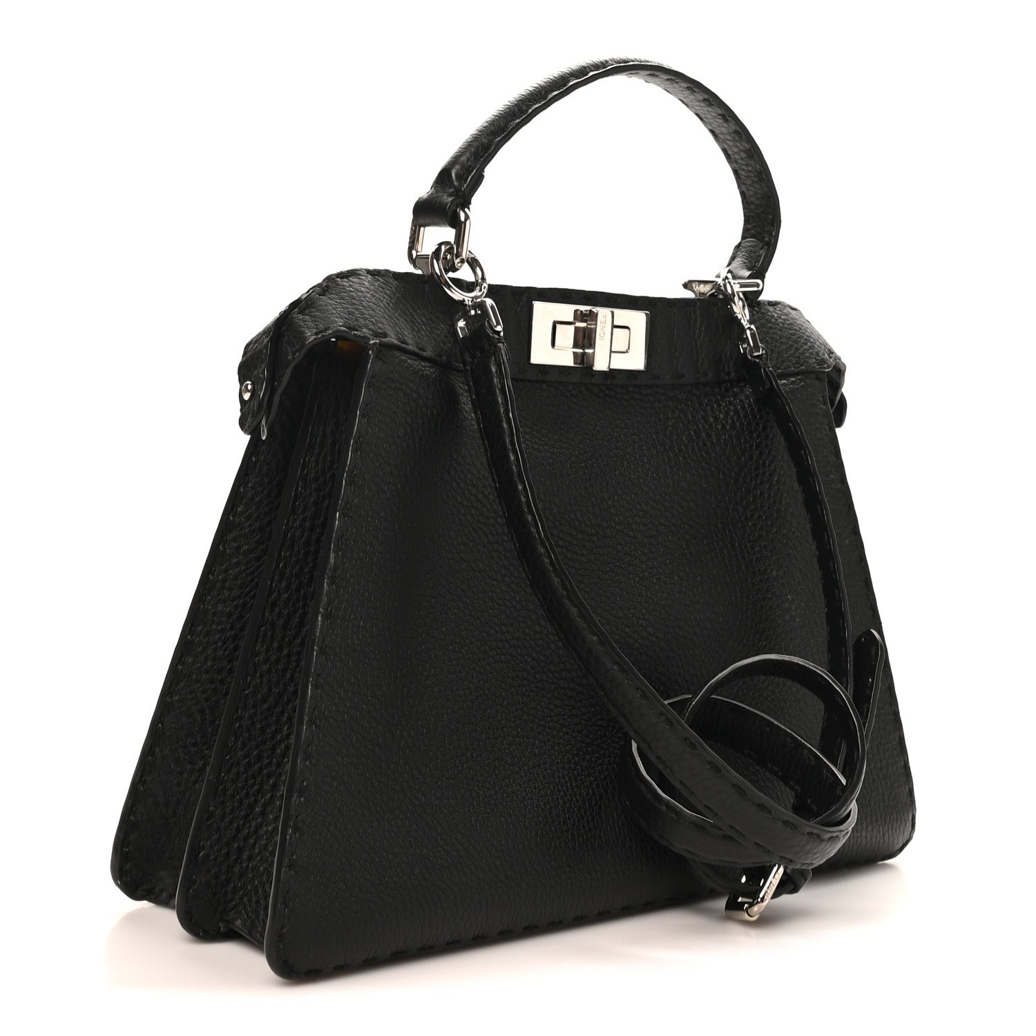 Fendi Cuoio Romano Selleria Chamois Medium Peekaboo I SEE U Satchel Black Camel Sunflower 3 of 10