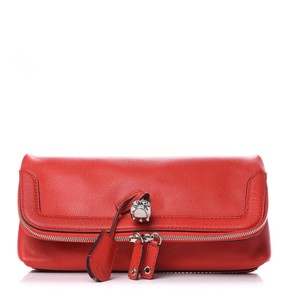 Alexander McQueen Grainy Calfskin Padlock Skull Clutch Red 1 of 9