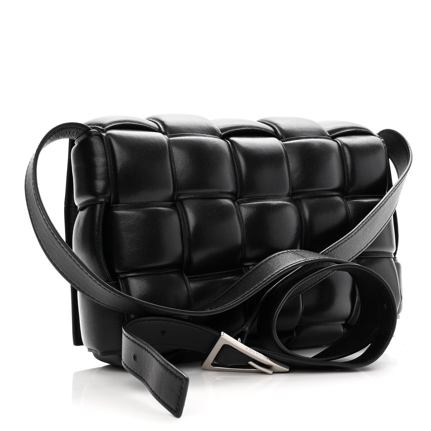 Nappa Maxi Intreccio Padded Cassette Crossbody Bag Black