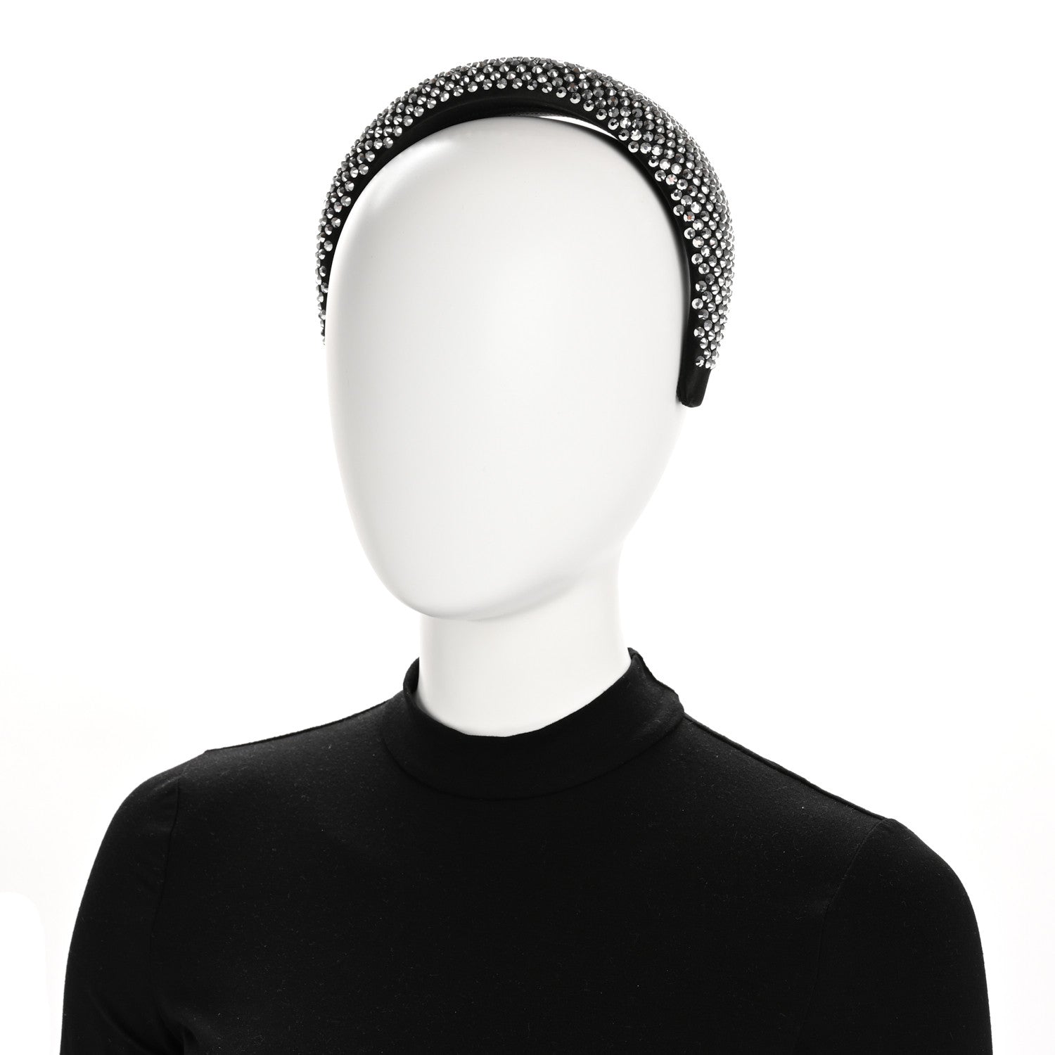 Prada Satin Crystal Embellished Headband Metal 2 of 8