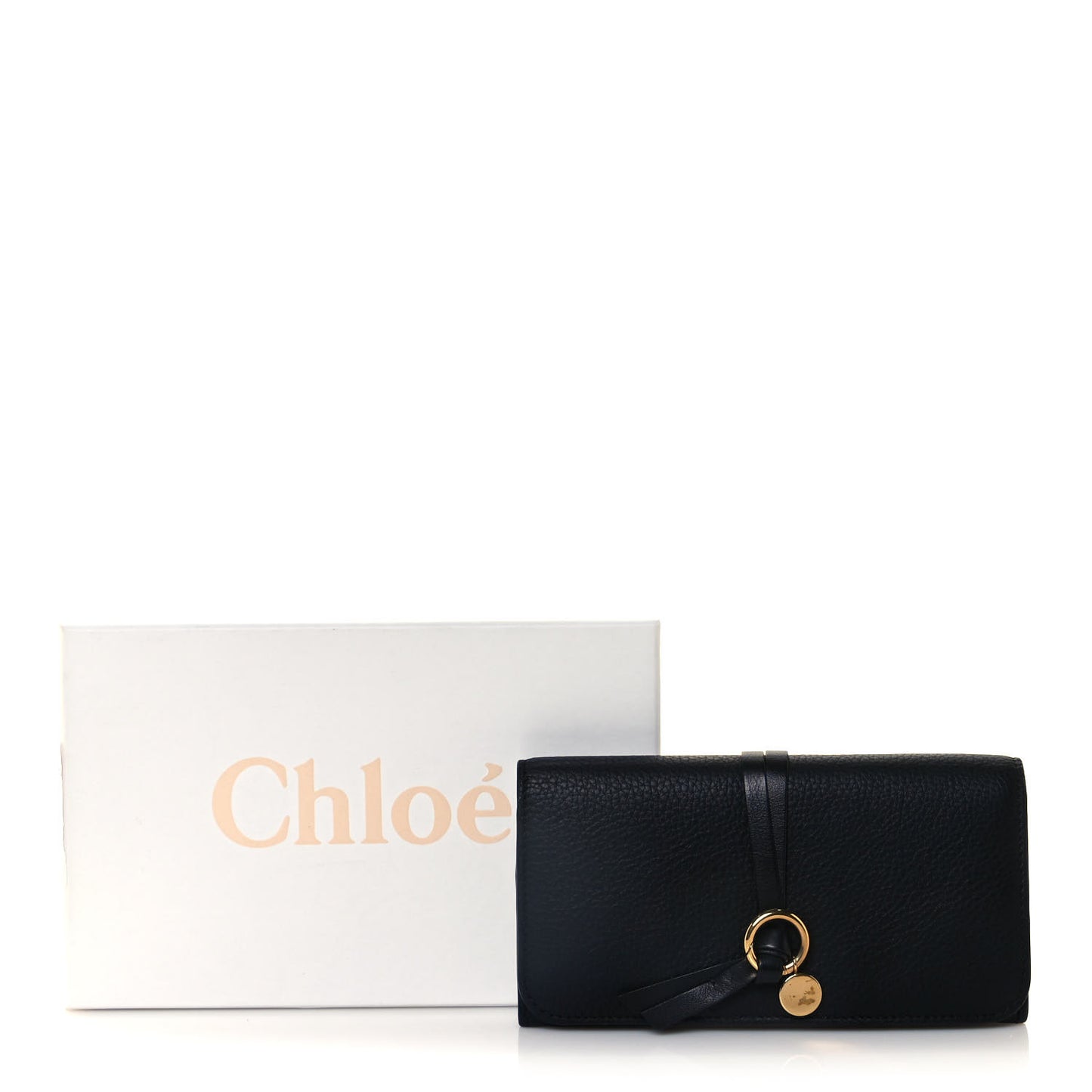 Smooth Calfskin Alphabet Long Wallet Black