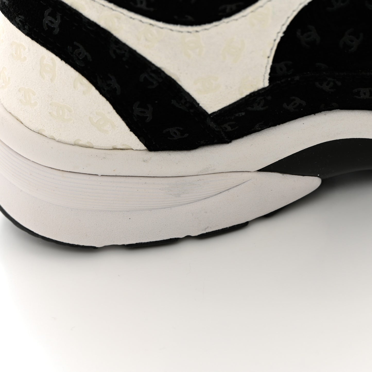 Nylon Suede Calfskin Printed CC Sneakers 39.5 White Black