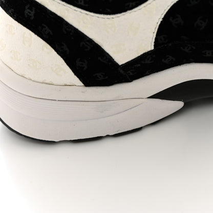Chanel Nylon Suede Calfskin Printed CC Sneakers 39.5 White Black 11 of 13