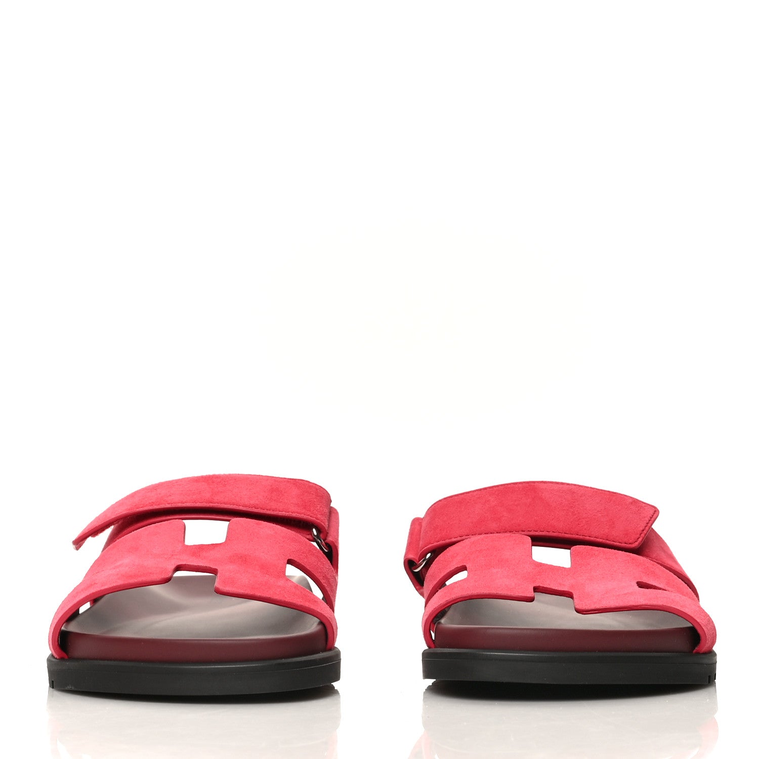 Hermes Suede Goatskin Womens Chypre Sandals 37.5 Rouge Marsala 2 of 9