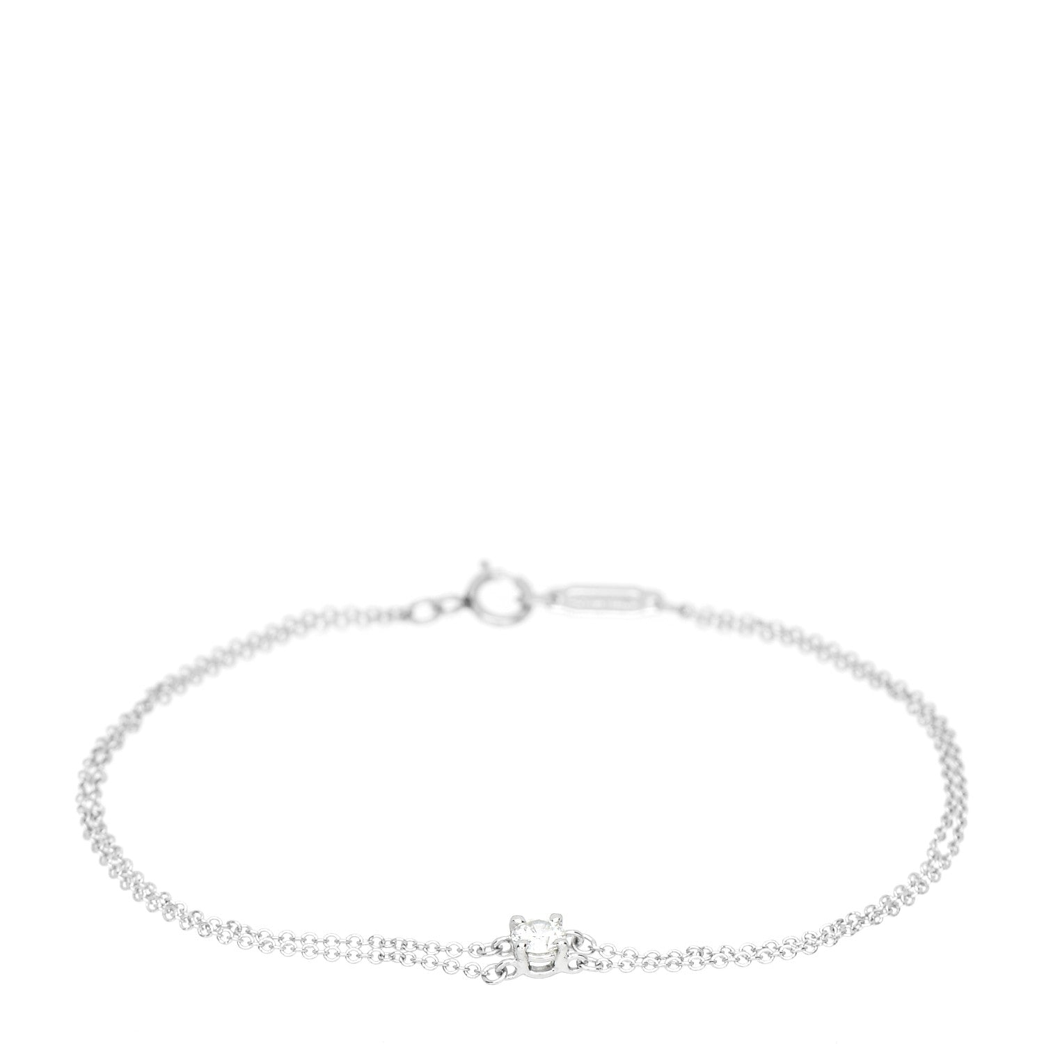 Tiffany Platinum Diamond .17ct Double Chain Solitaire Bracelet 1 of 3
