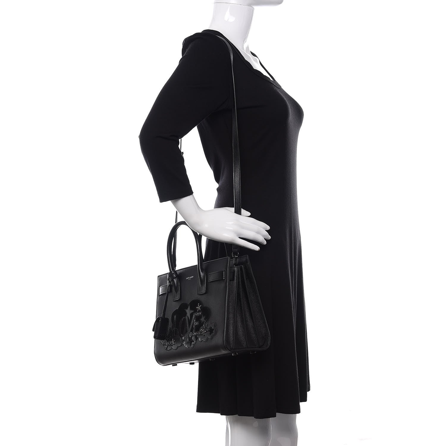 Saint Laurent Calfskin Love Patchwork Baby Sac De Jour Black 3 of 12