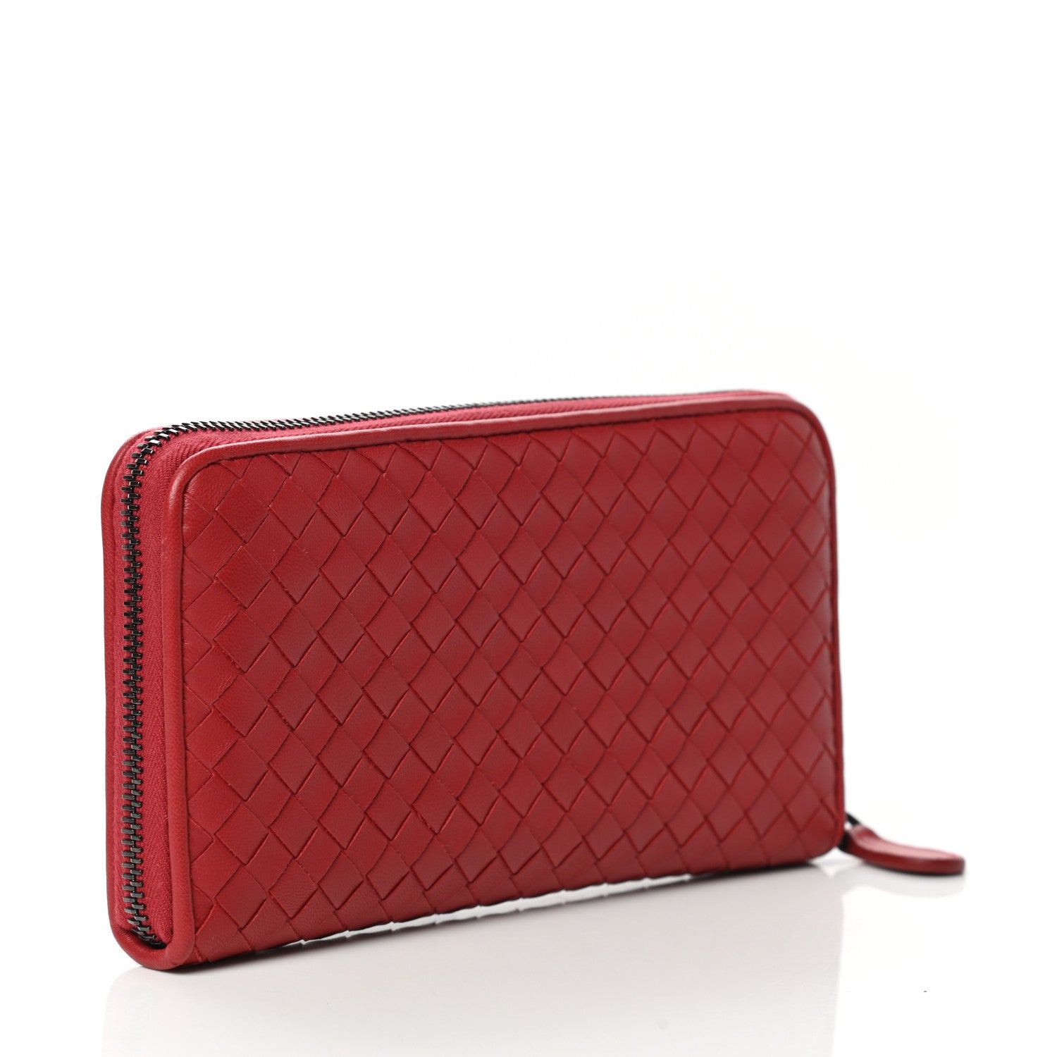 Bottega Veneta Intrecciato Zip Around Wallet Red 3 of 9