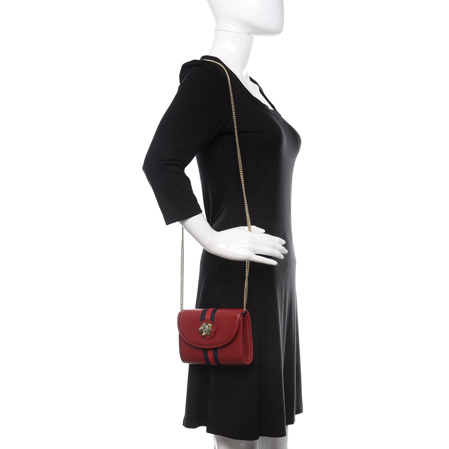 Textured Calfskin Web Mini Rajah Slim Flap Shoulder Bag Romantic Cherry