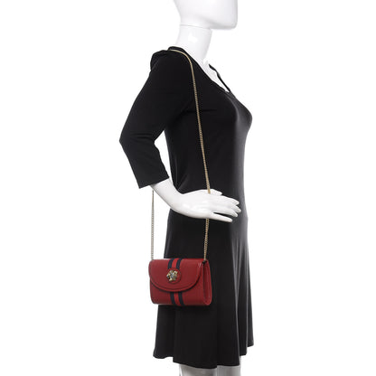 Gucci Textured Calfskin Web Mini Rajah Slim Flap Shoulder Bag Romantic Cherry 3 of 12
