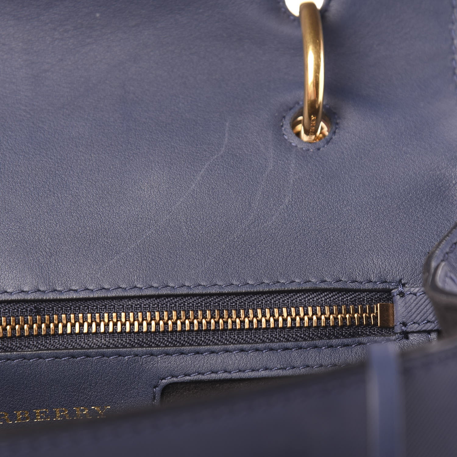 Burberry Trench Calfskin Medium DK88 Top Handle Bag Ink Blue 8 of 10