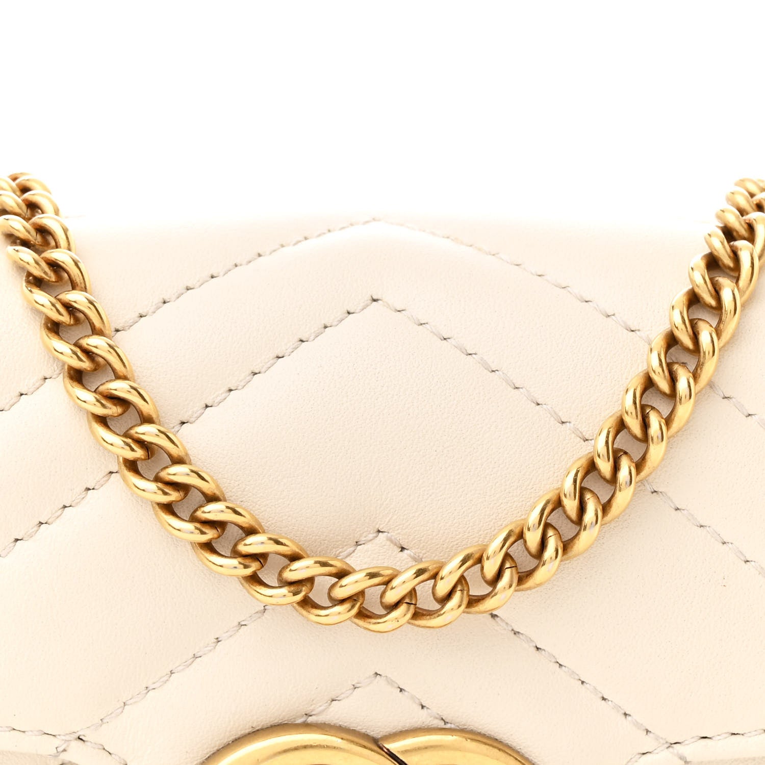 Gucci Calfskin Matelasse Super Mini GG Marmont Shoulder Bag White 8 of 11