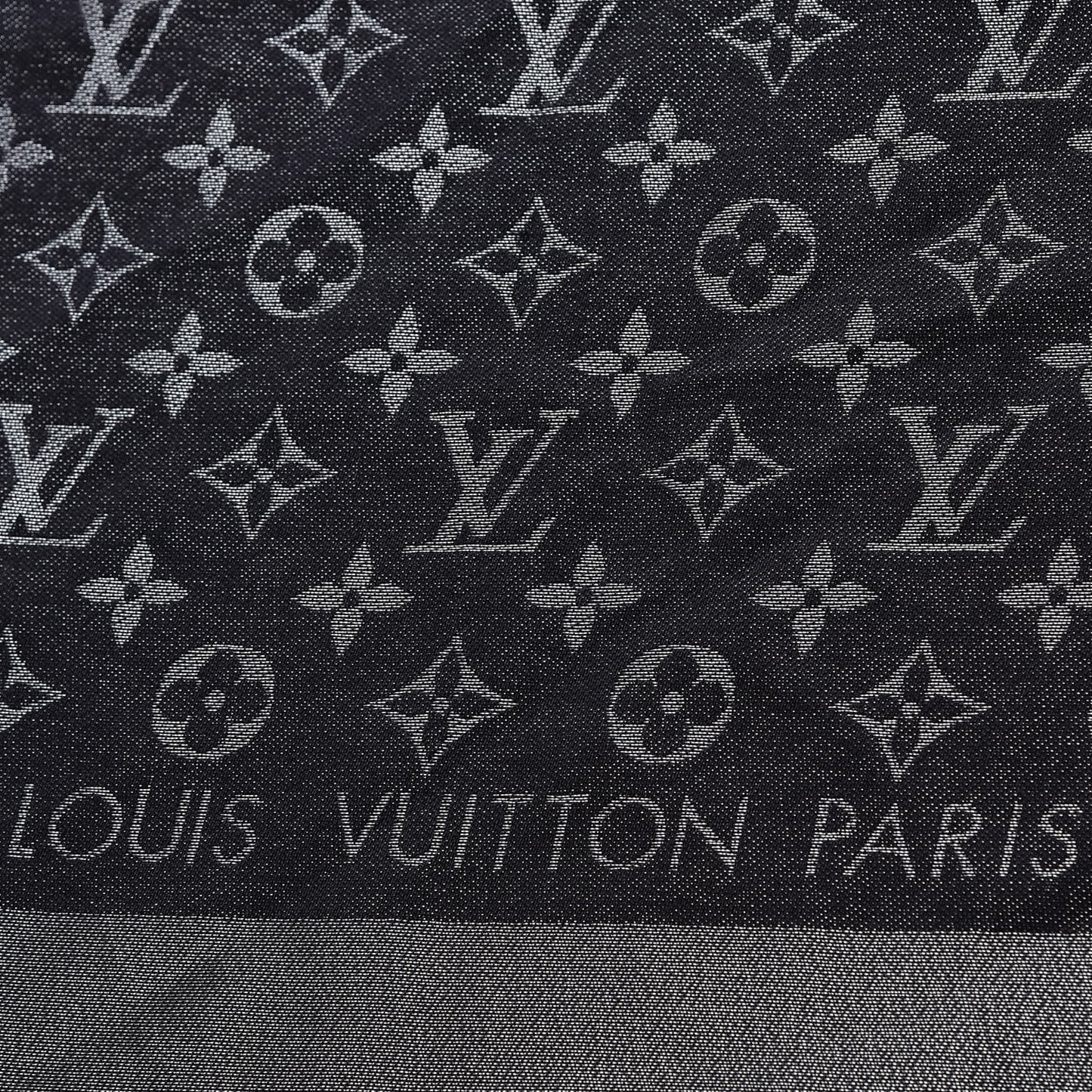 Silk Lurex Wool Monogram Shine Shawl Black