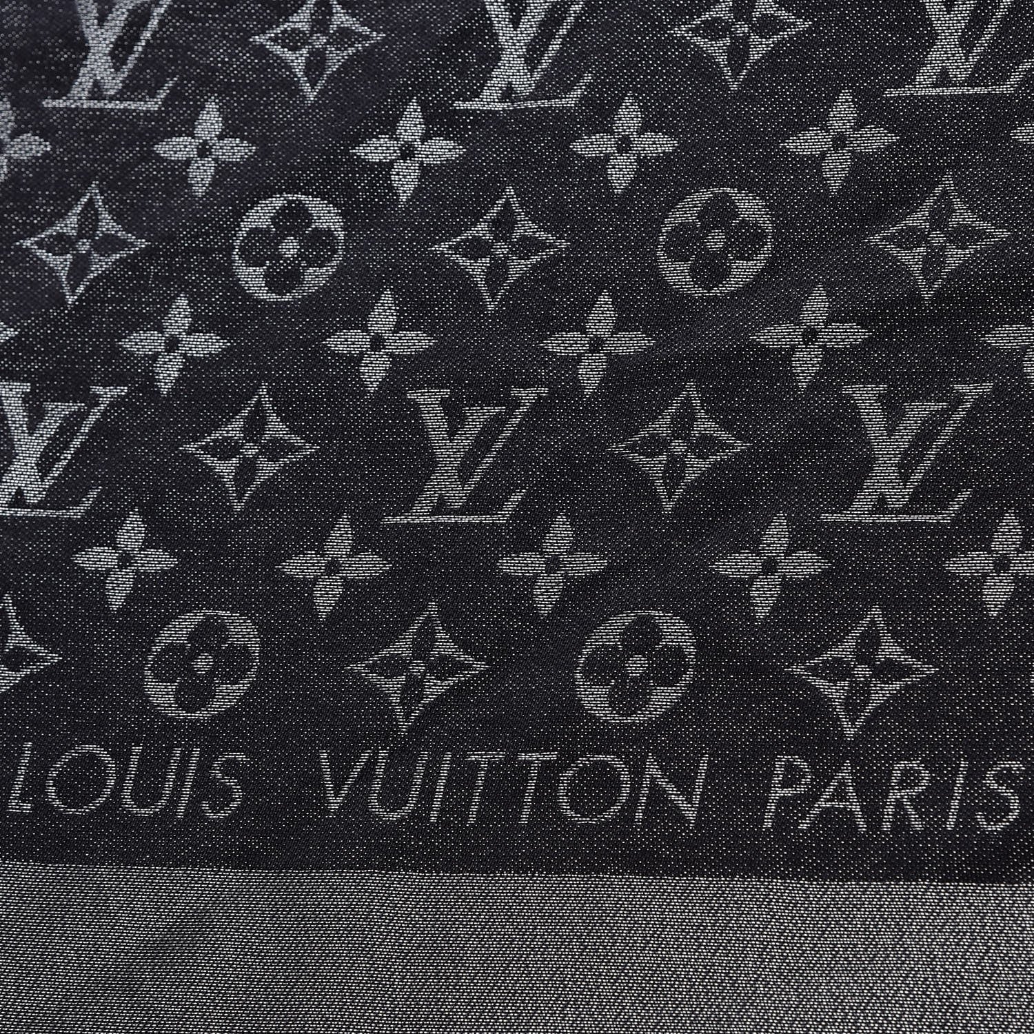 Louis Vuitton Silk Lurex Wool Monogram Shine Shawl Black 3 of 7