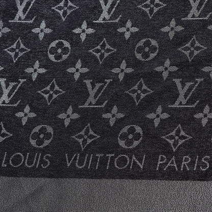 Louis Vuitton Silk Lurex Wool Monogram Shine Shawl Black 3 of 7
