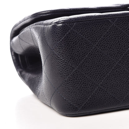 Chanel Caviar Quilted Jumbo Double Flap Navy Blue 8 of 9