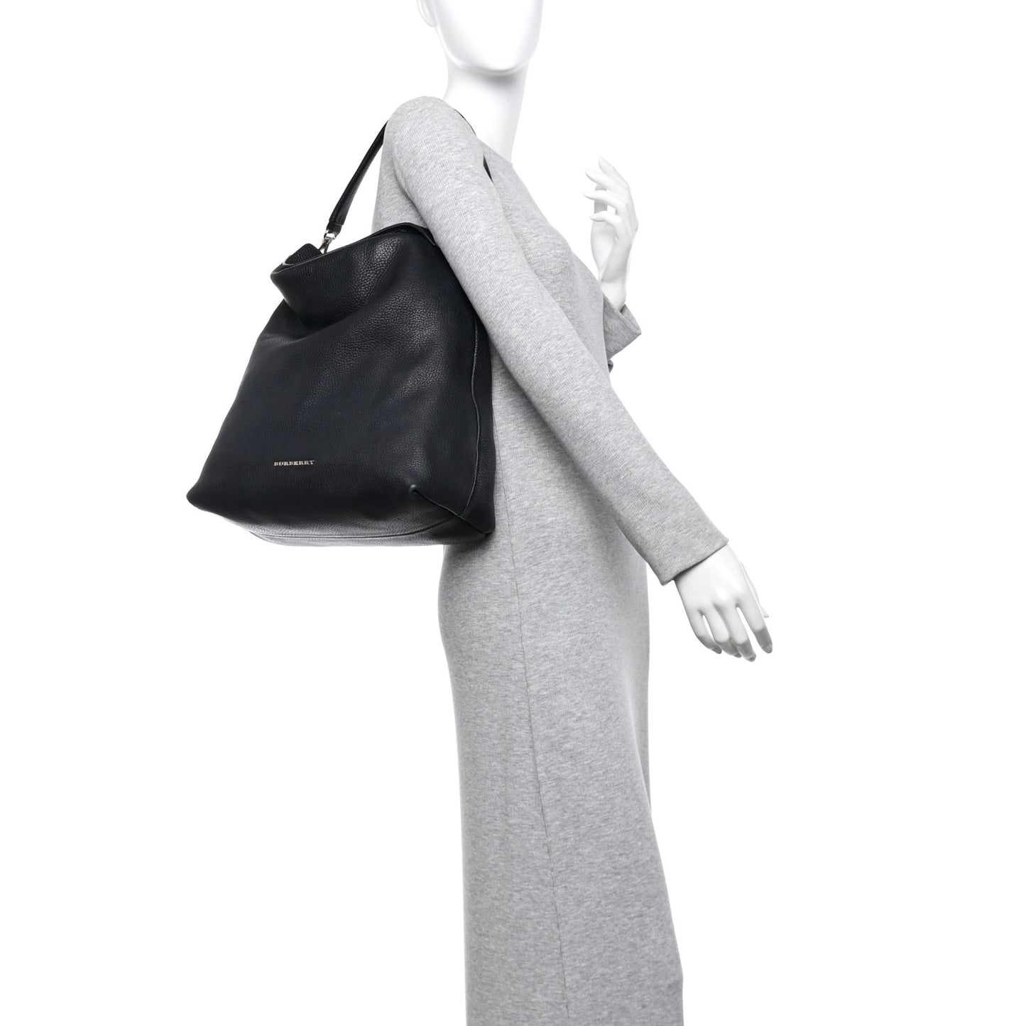 Grainy Calfskin Medium Cale Hobo Black