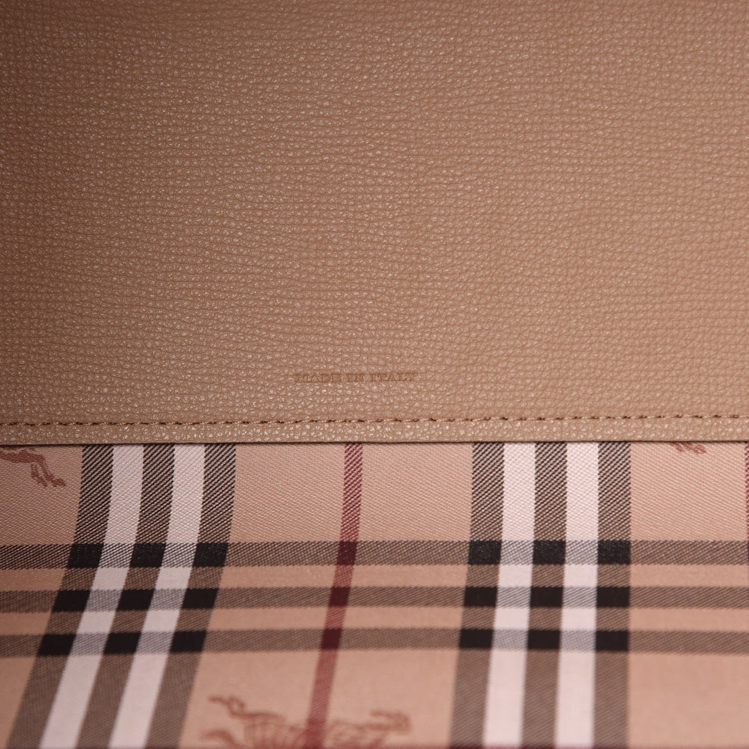 Burberry Grainy Calfskin Haymarket Check Medium Reversible Tote Mid Camel 10 of 13