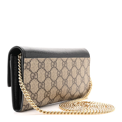 Gucci Dollar Calfskin GG Supreme Monogram Petite GG Marmont Wallet Chain Bag Black Beige Ebony 3 of 11