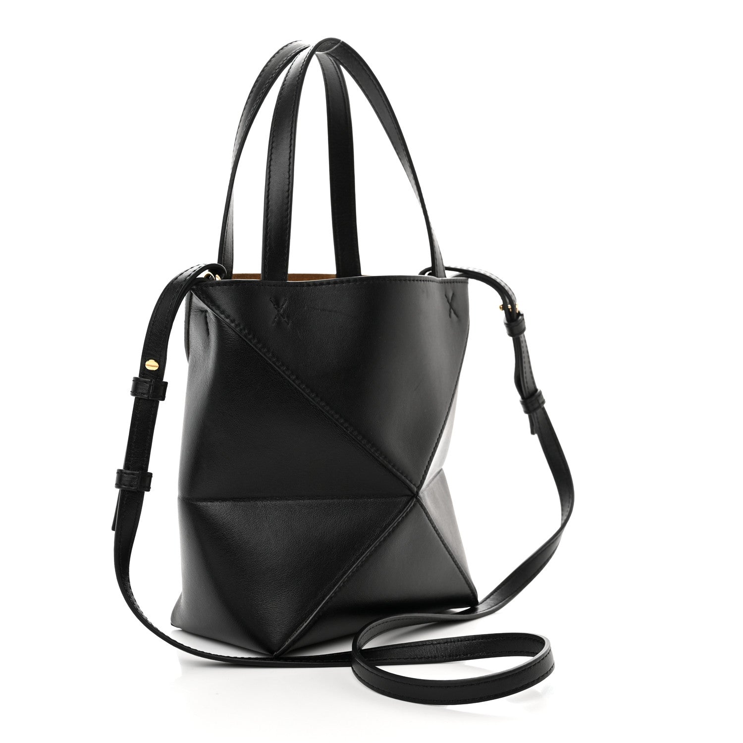 Loewe Shiny Calfskin Mini Puzzle Fold Tote Black 3 of 11