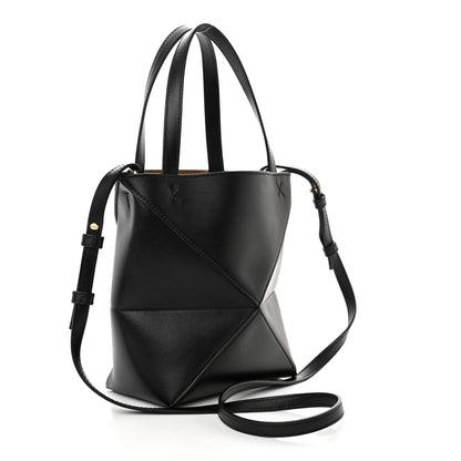Loewe Shiny Calfskin Mini Puzzle Fold Tote Black 3 of 11