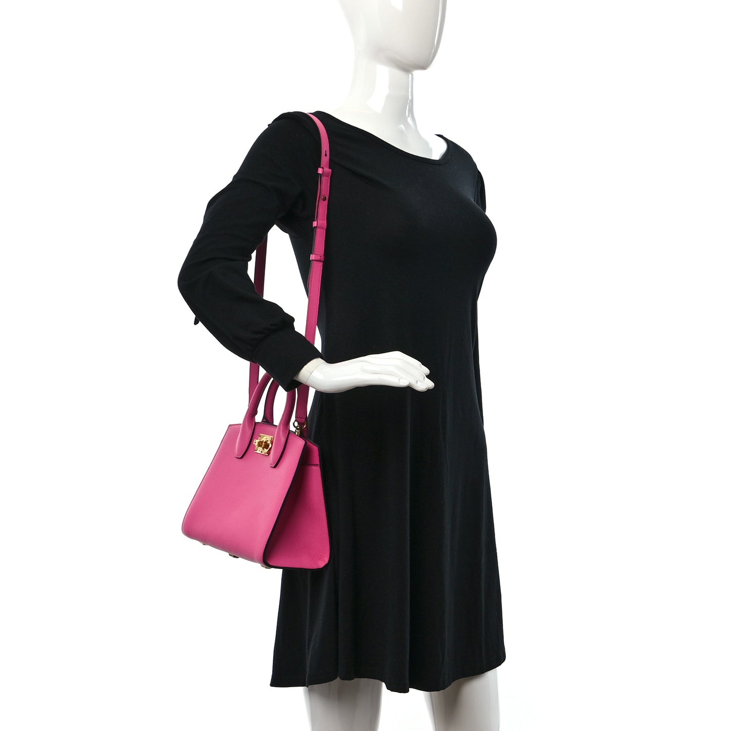 Hammered Calfskin Small The Studio Box Bag Hot Pink