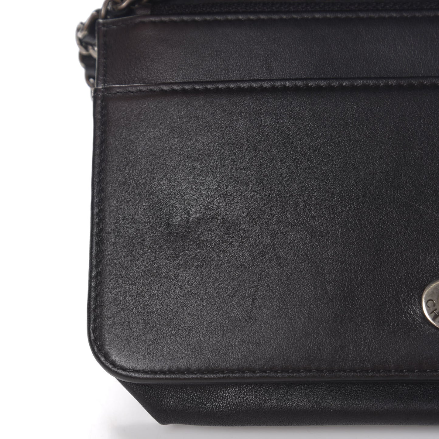 Calfskin Quilted Boy Wallet On Chain WOC Black