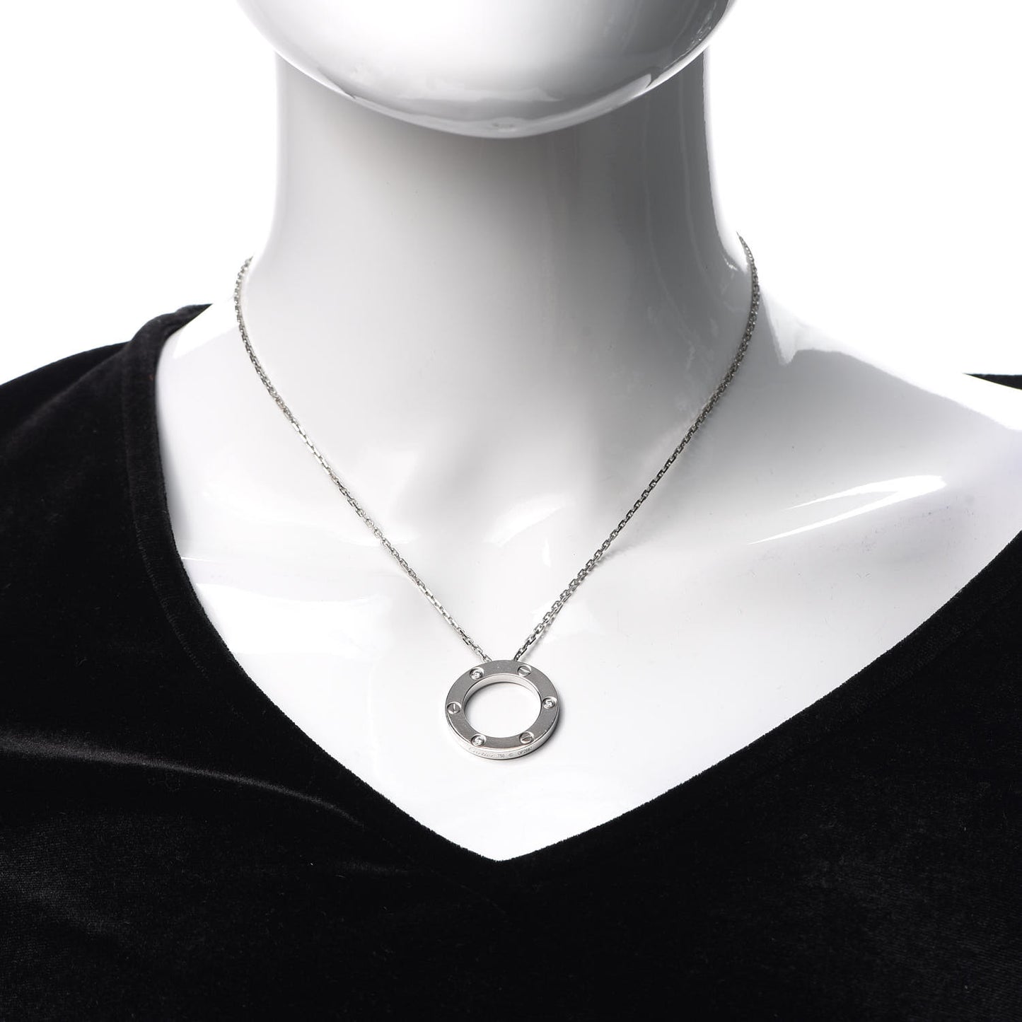 18K White Gold 3 Diamonds LOVE Pendant Necklace