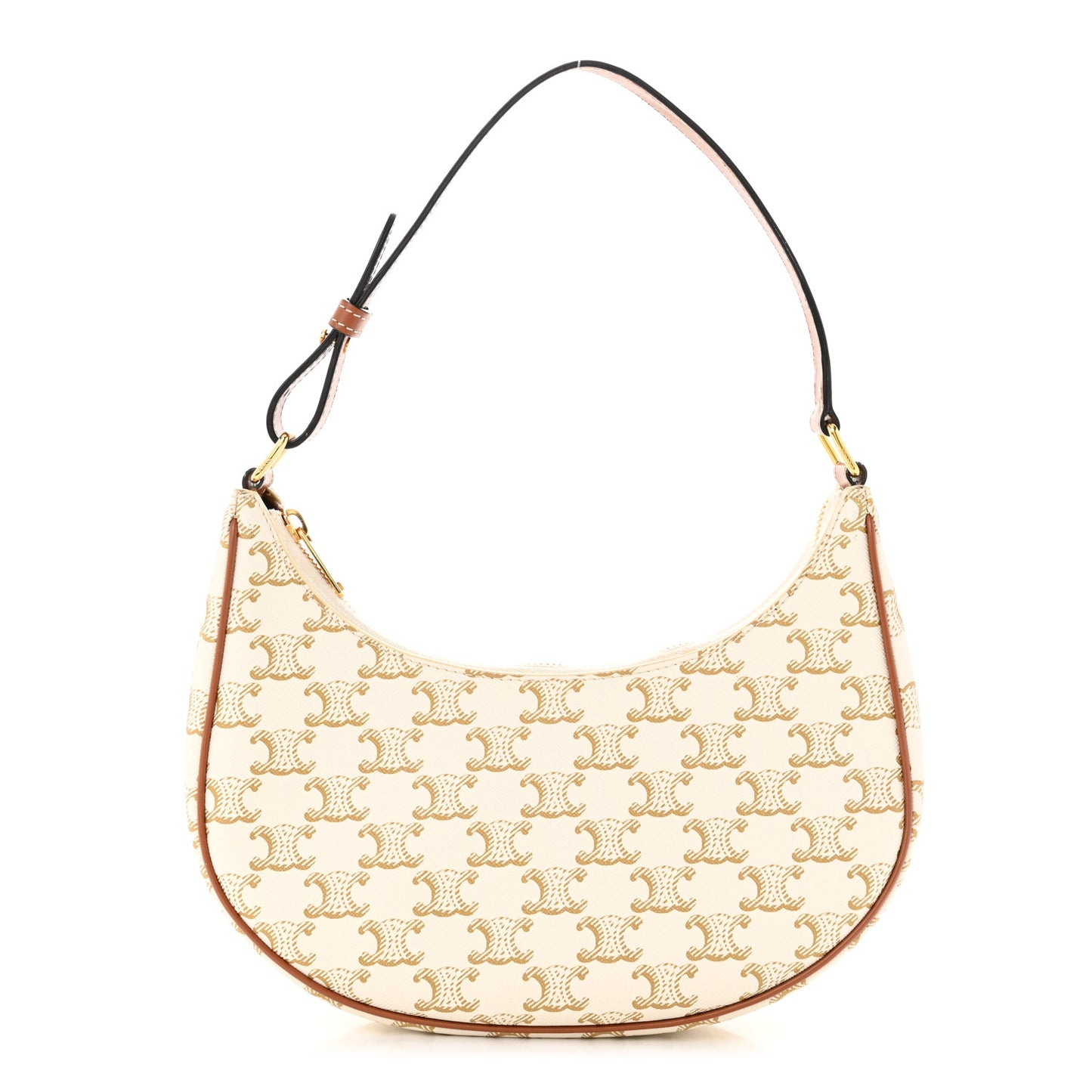 Canvas Calfskin Ava Triomphe Shoulder Bag White