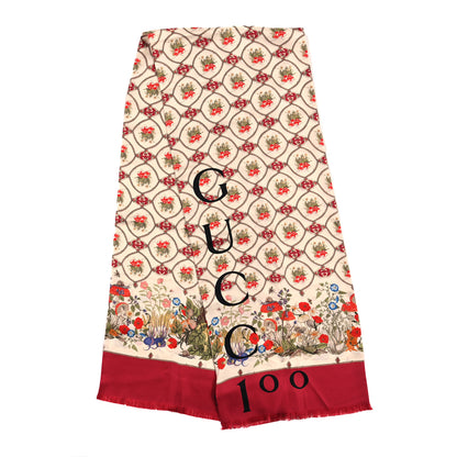 Gucci Silk Twill Lady Mix Long Scarf Red Pink 2 of 3